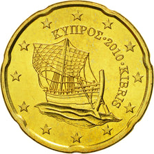 Cypr, 20 Euro Cent, 2010, MS(65-70), Mosiądz, KM:82