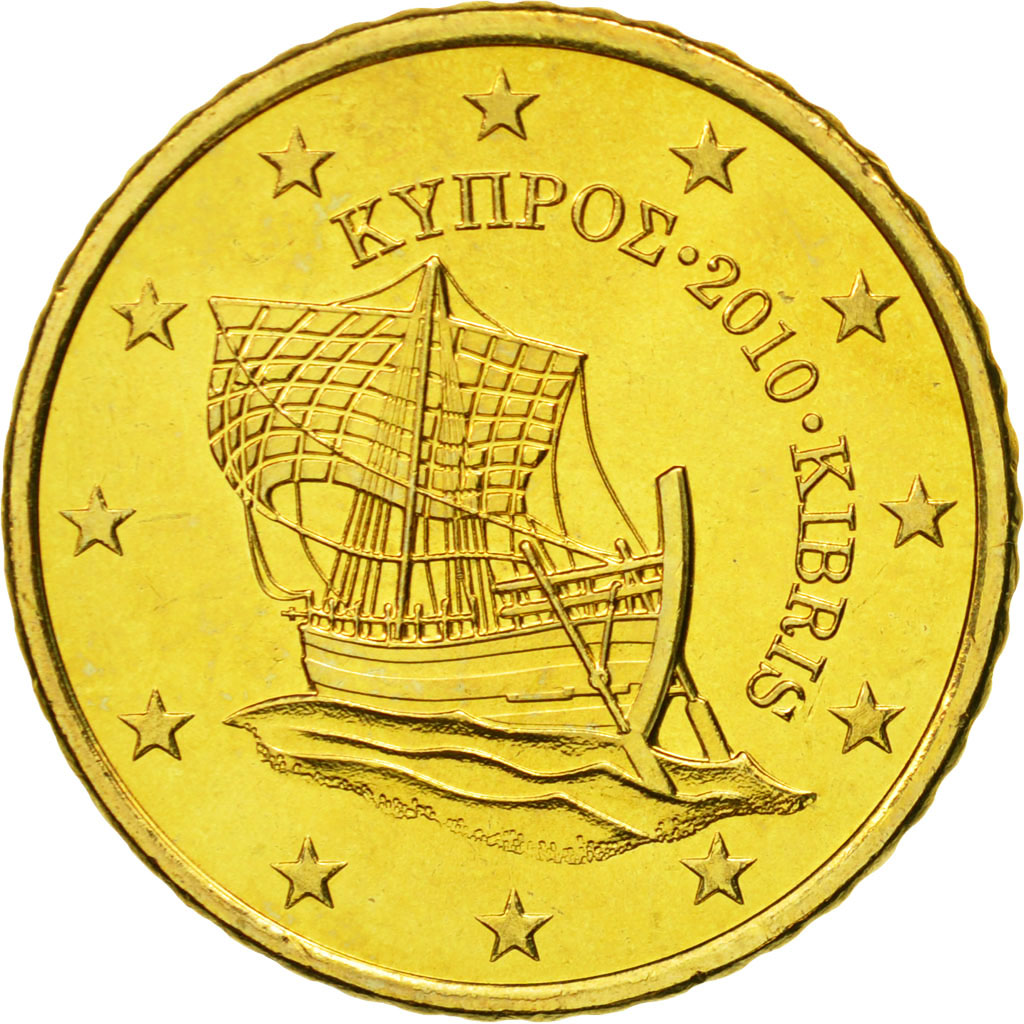 Cyprus, 50 Euro Cent, 2010, MS(65-70), Brass, KM:83