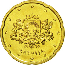 Latvia, 20 Euro Cent, 2014, MS(65-70), Brass, KM:154