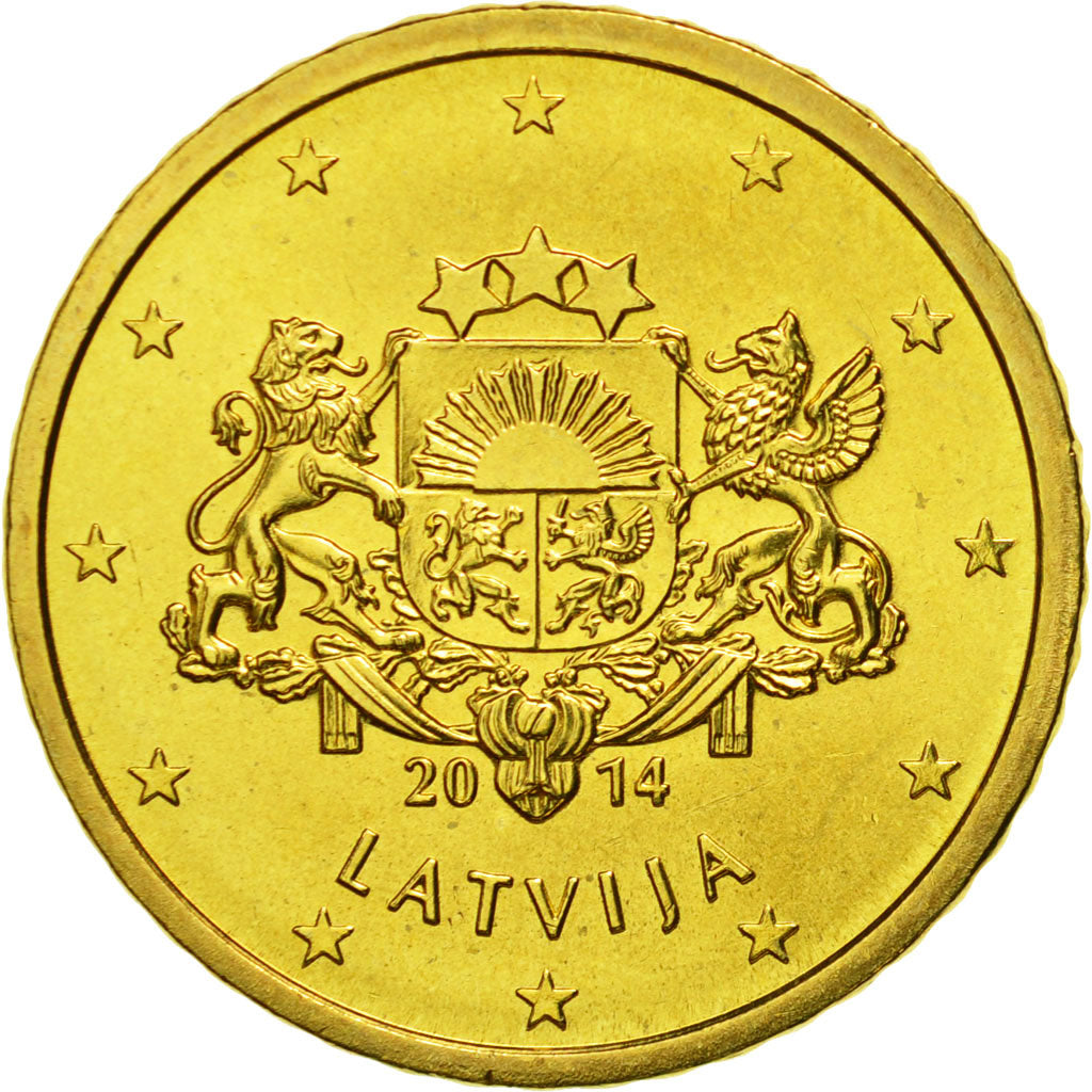 Lettonia, 50 Euro Cent, 2014, FDC, Ottone, KM:155