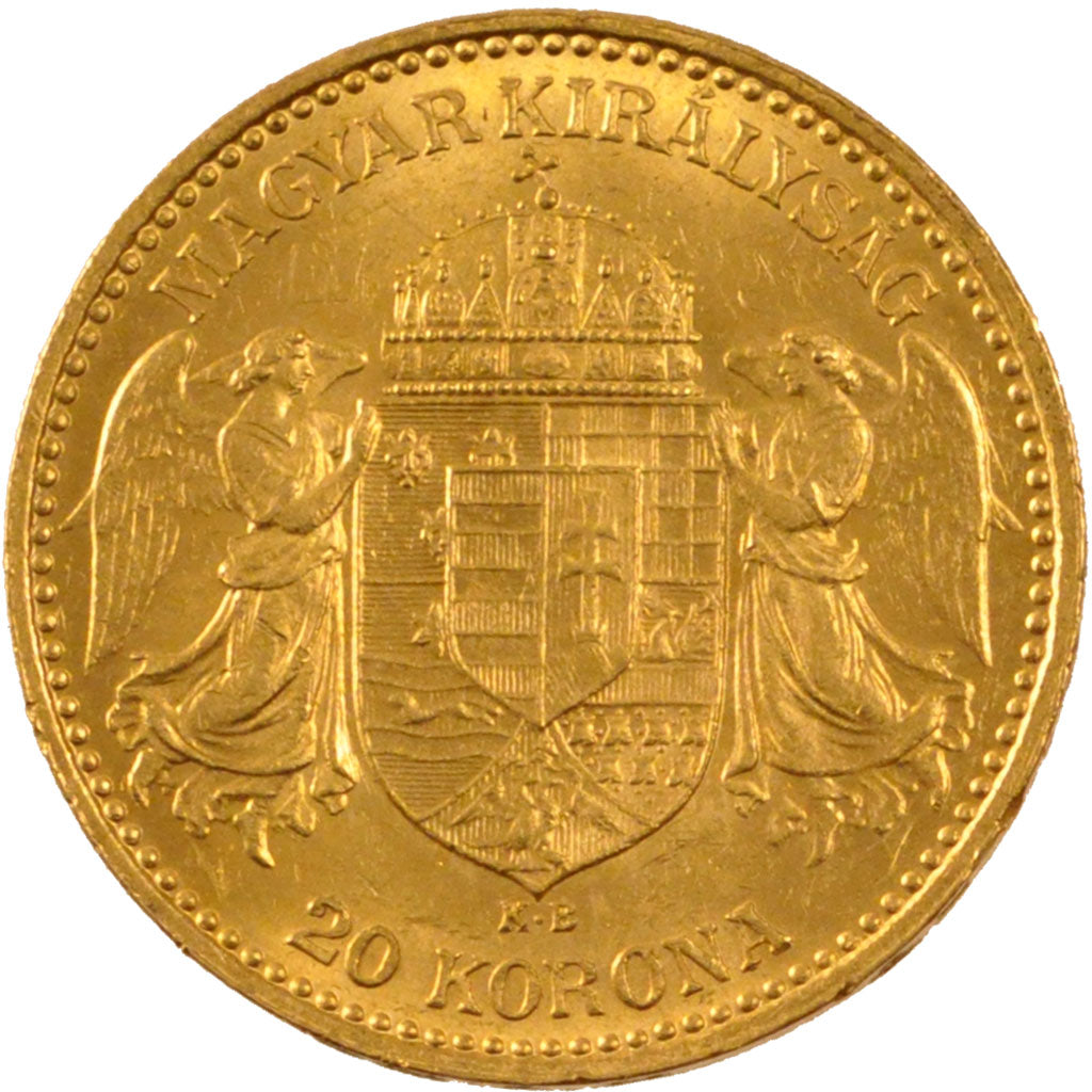 HUNGARY, 20 Korona, 1898, Kormoczbanya, KM #486, AU(55-58), Gold, 6.79