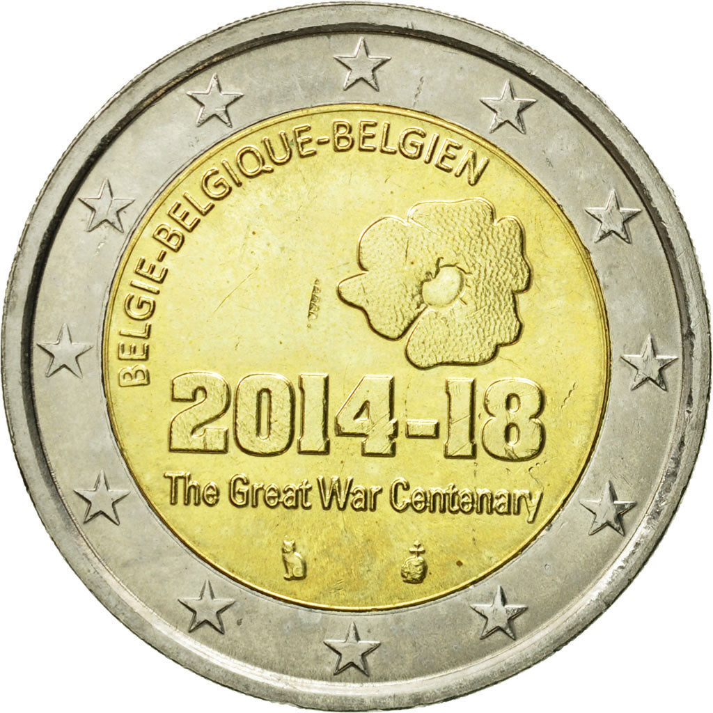 Belgium, 2 Euro, The Great War Centenary, 2014, MS(63), Bi-Metallic