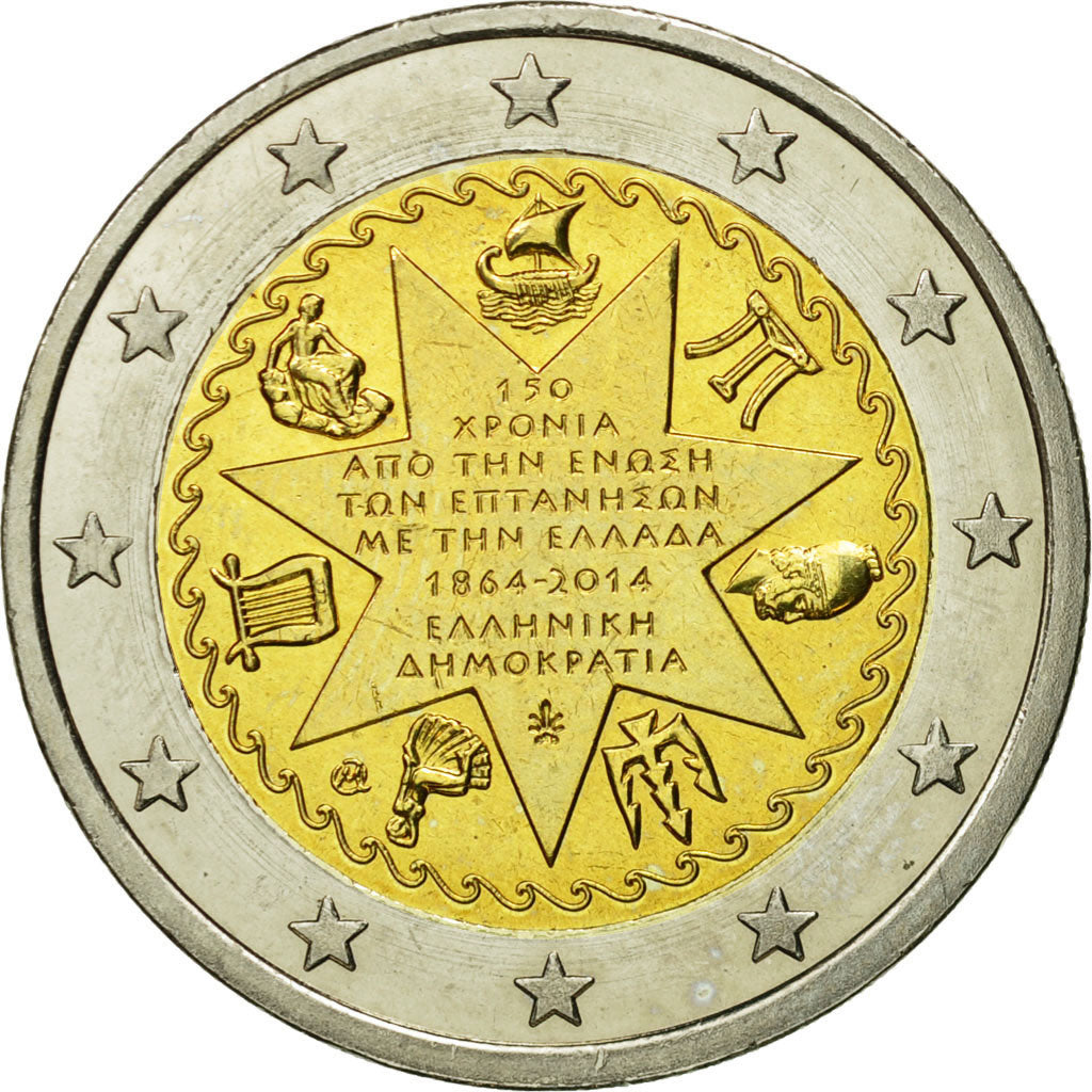 Greece, 2 Euro, Union Iles Ioniennes, 2014, MS(63), Bi-Metallic