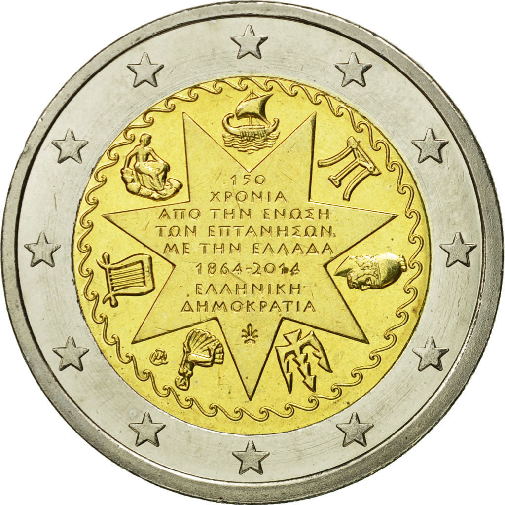 Greece, 2 Euro, Union Iles Ioniennes, 2014, MS(63), Bi-Metallic