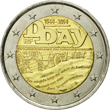 France, 2 Euro, D-Day, 2014, MS(63), Bi-Metallic