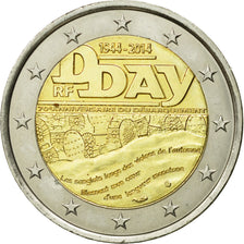 France, 2 Euro, D-Day, 2014, MS(63), Bi-Metallic