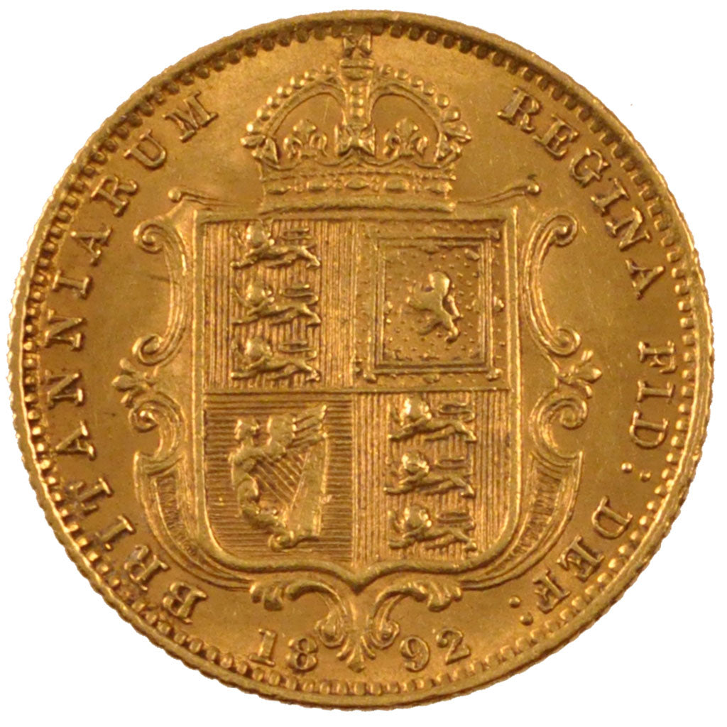 Gran Bretagna, Victoria, 1/2 Sovereign, 1892, BB+, Oro, KM:766