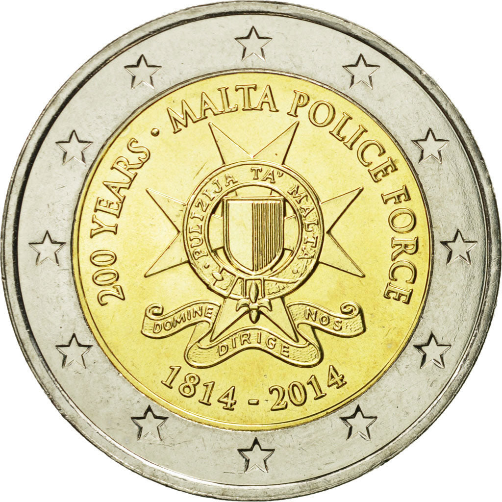 Malta, 2 Euro, Police force, 2014, MS(63), Bi-Metallic