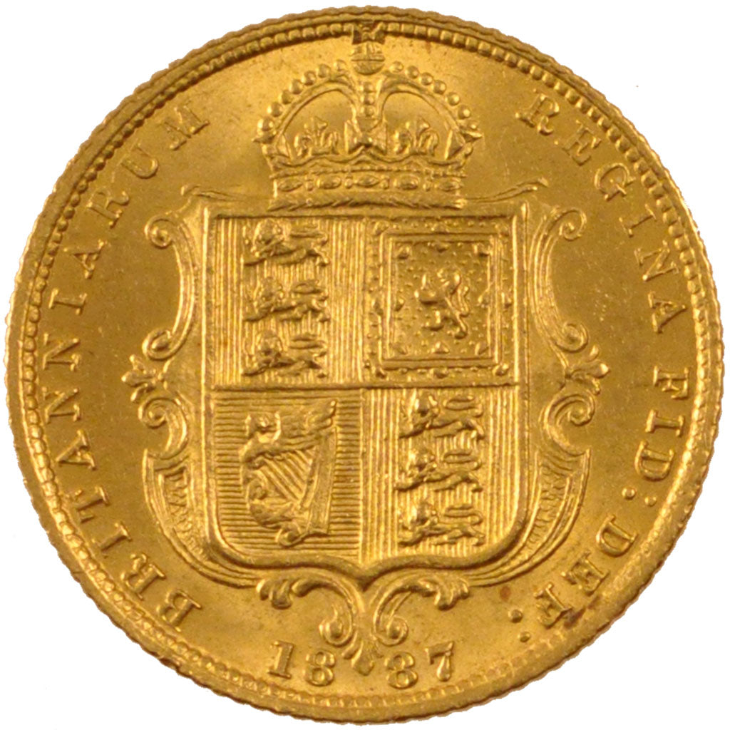 GREAT BRITAIN, 1/2 Sovereign, 1887, KM #766, MS(60-62), Gold, 3.99