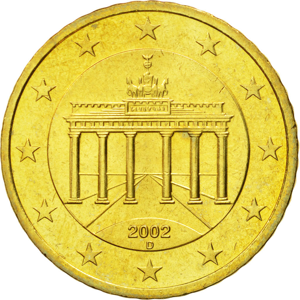ALEMANIA - REPÚBLICA FEDERAL, 50 Euro Cent, 2002, SC, Latón, KM:212