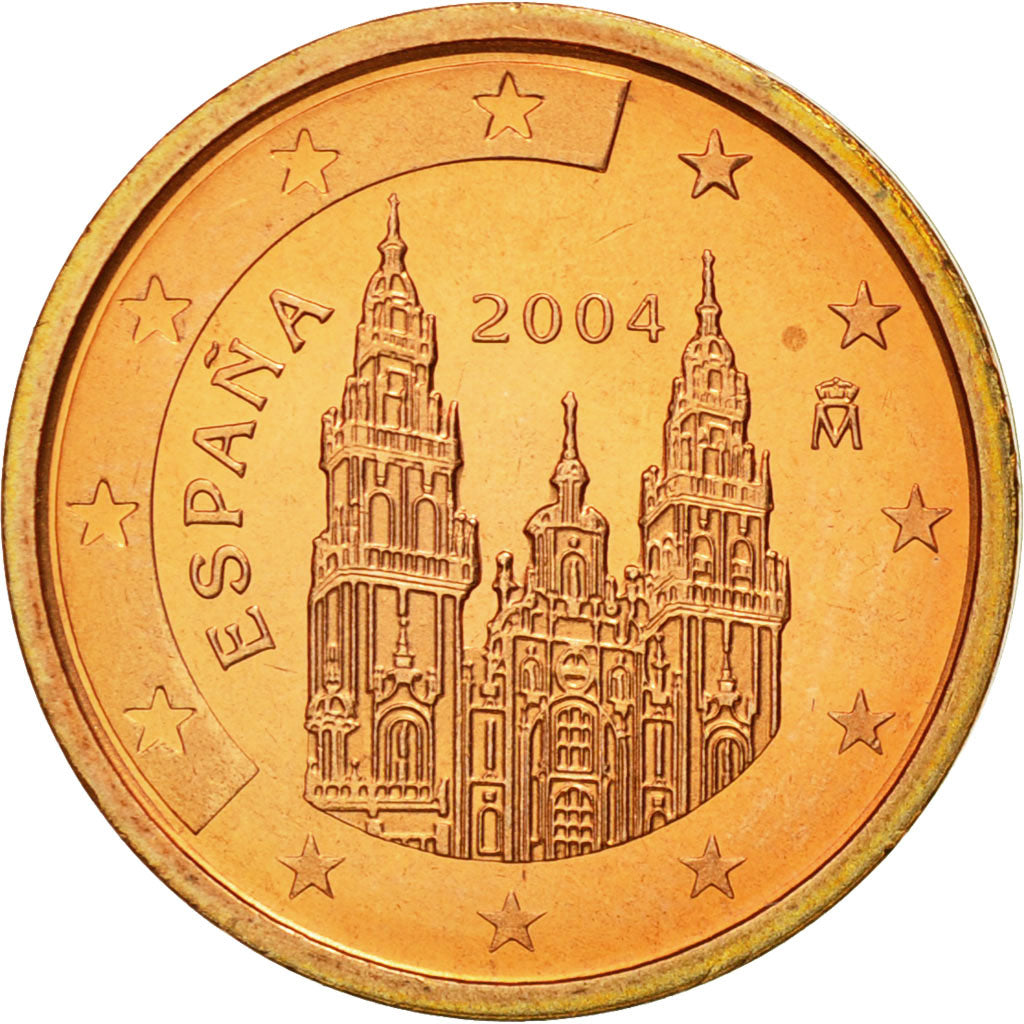 Spanje, 2 Euro Cent, 2004, UNC-, Copper Plated Steel, KM:1041