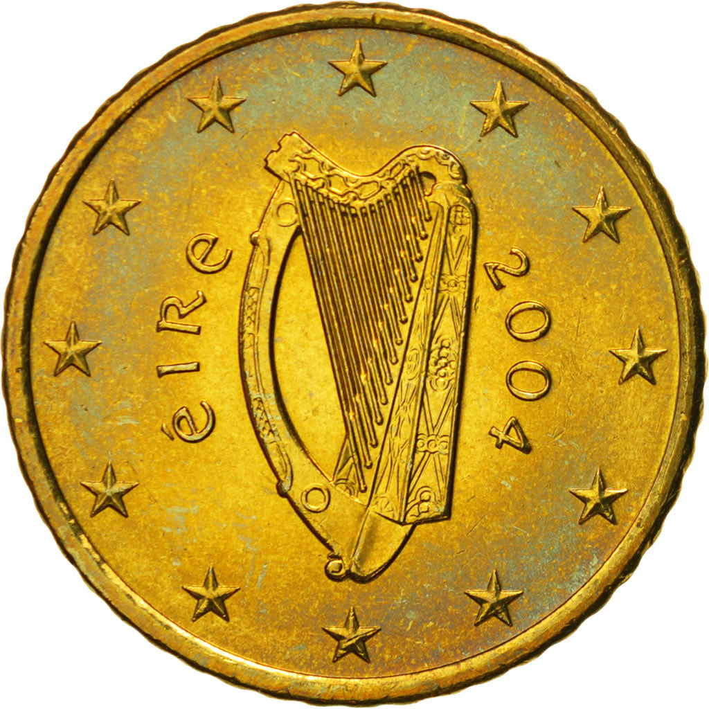 IRELAND REPUBLIC, 50 Euro Cent, 2004, EF(40-45), Brass, KM:37