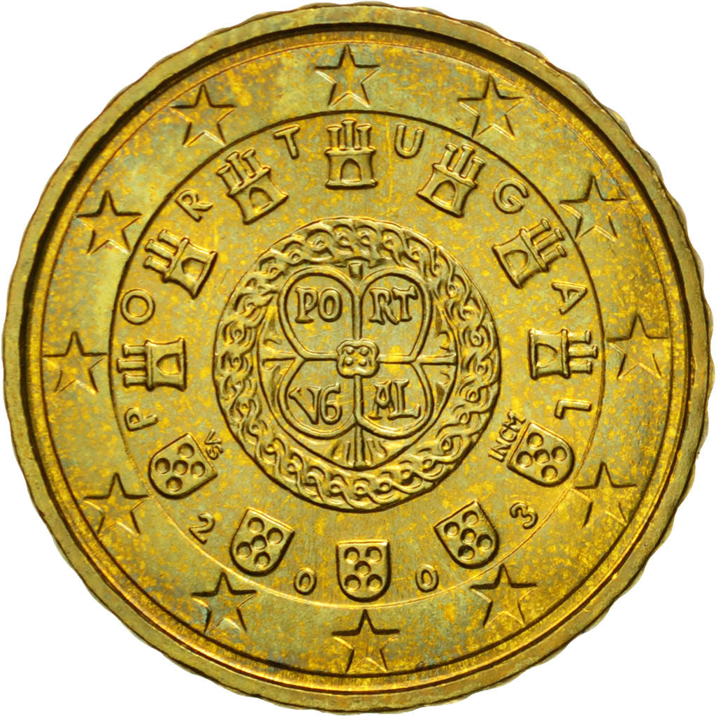 Portugal, 10 Euro Cent, 2003, Lisbon, MS(63), Mosiądz, KM:743