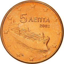 Grecia, 5 Euro Cent, 2002, SPL, Acciaio placcato rame, KM:183