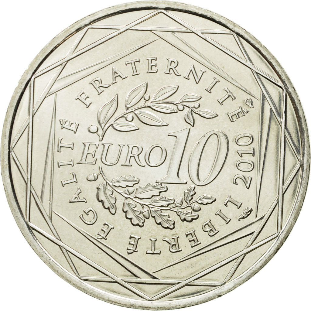 Francja, 10 Euro, Centre, 2010, Paris, MS(63), Srebro, KM:1650