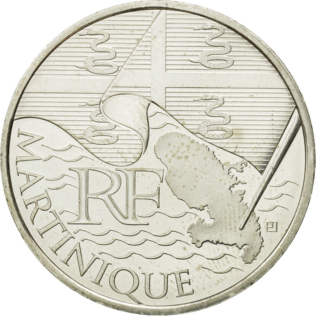 France, 10 Euro, Martinique, 2010, MS(63), Silver, KM:1662
