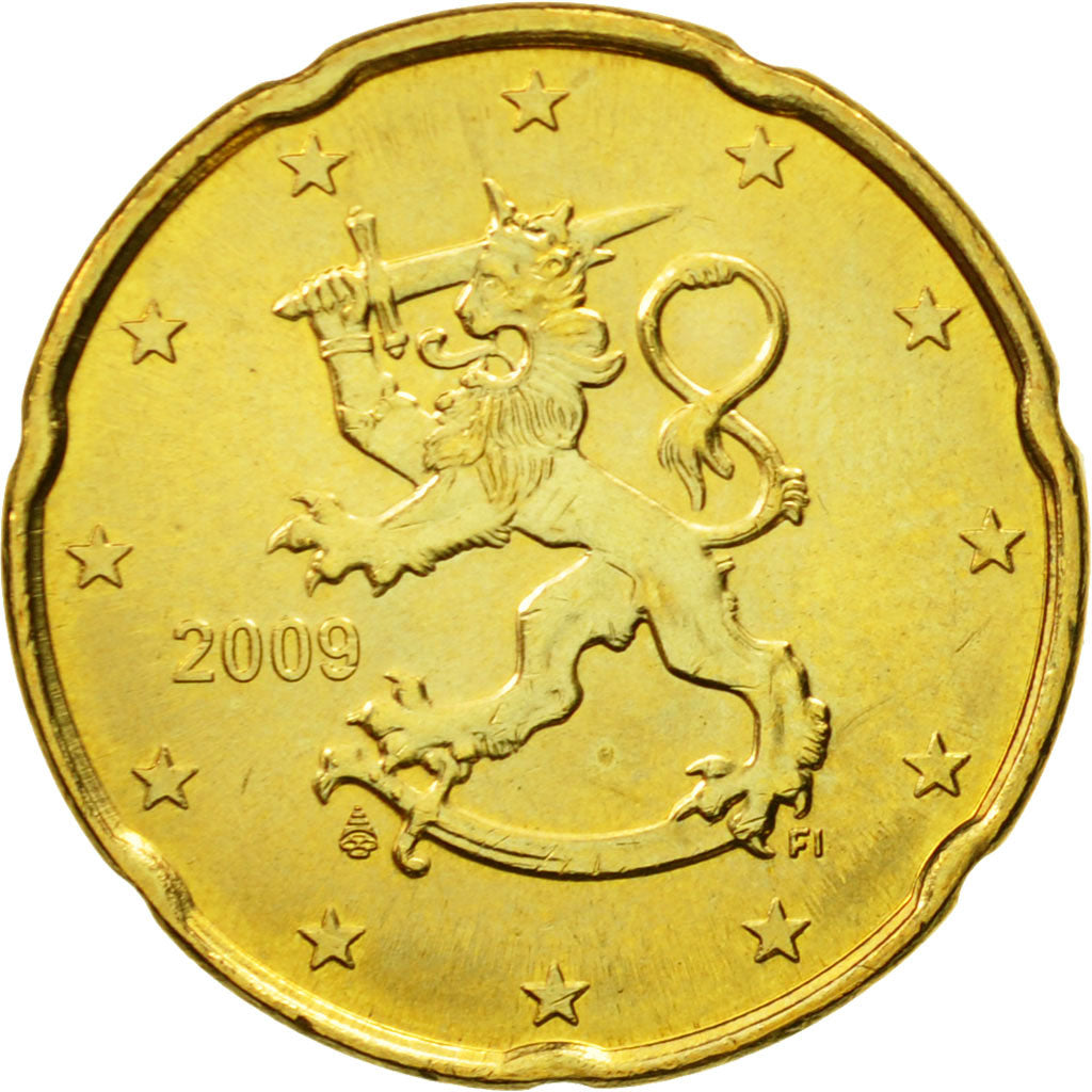 Finlandia, 20 Euro Cent, 2009, SC, Latón, KM:127