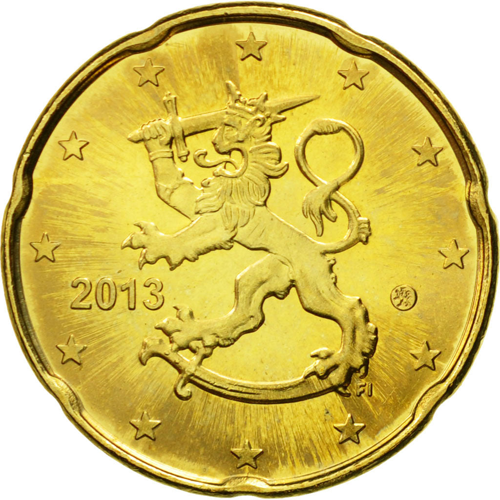 Finlandia, 20 Euro Cent, 2013, SC, Latón, KM:127