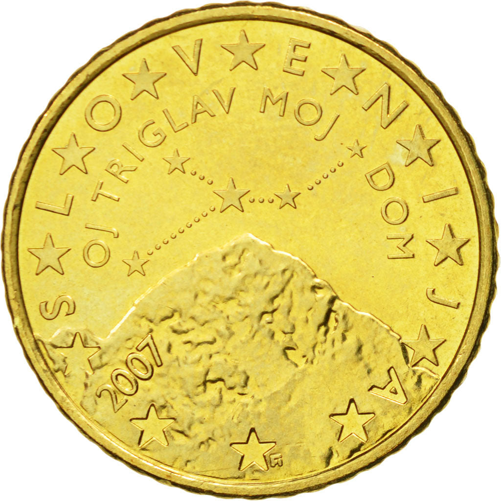Słowenia, 50 Euro Cent, 2007, MS(63), Mosiądz, KM:73