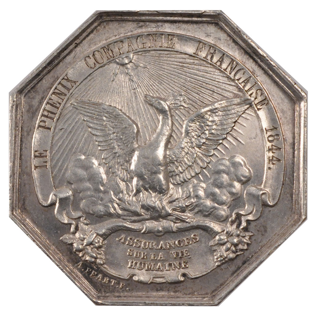 France, Insurance, Token, 1844, AU(55-58), Silver, Gailhouste #542, 23.86
