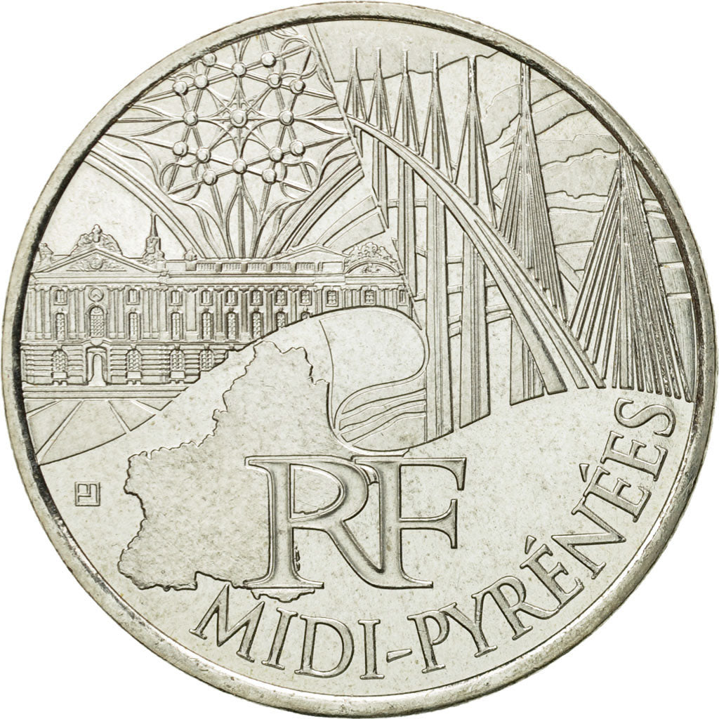 France, 10 Euro, Midi-Pyrénées, 2011, MS(63), Silver, KM:1752