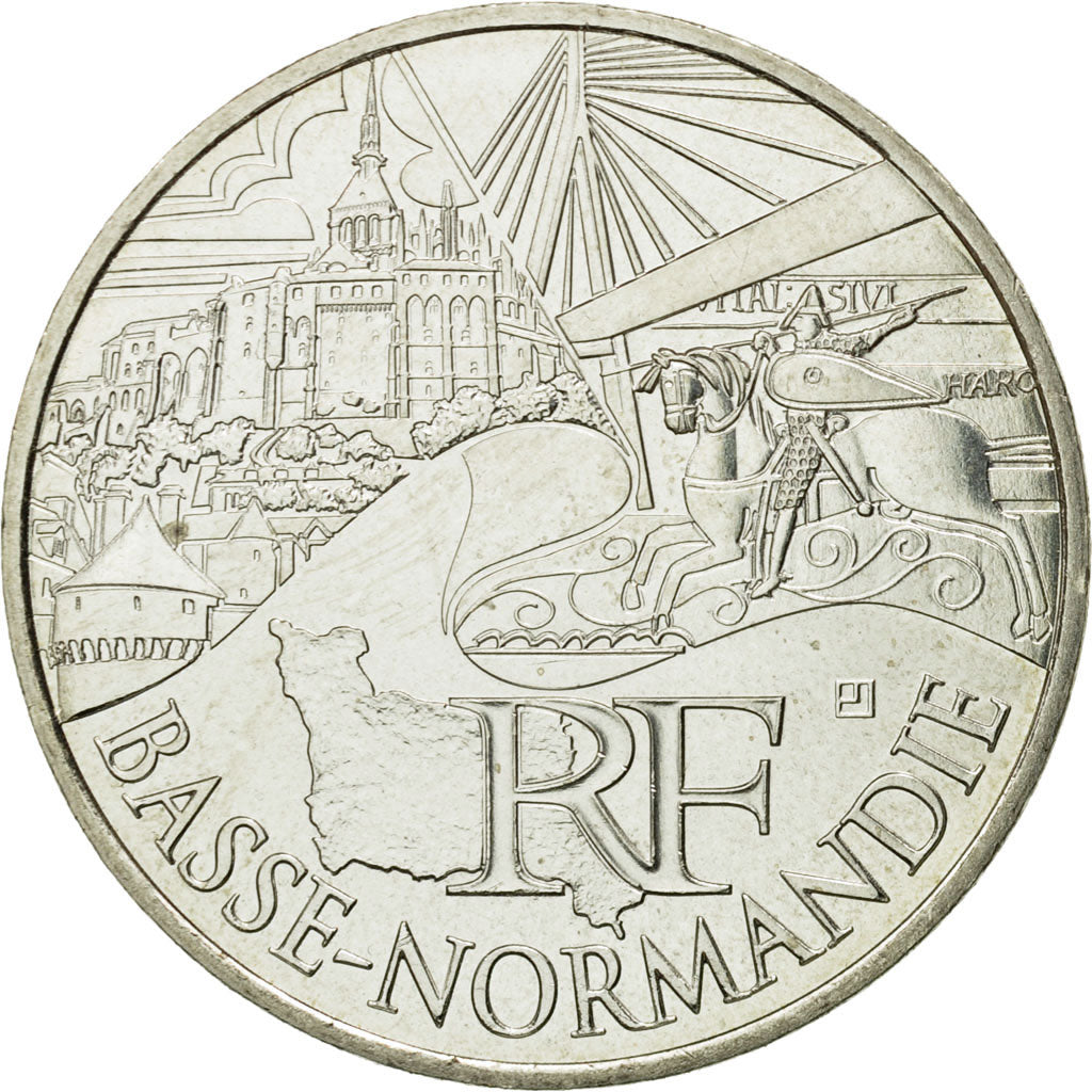 France, 10 Euro, Basse Normandie, 2011, MS(63), Silver, KM:1729