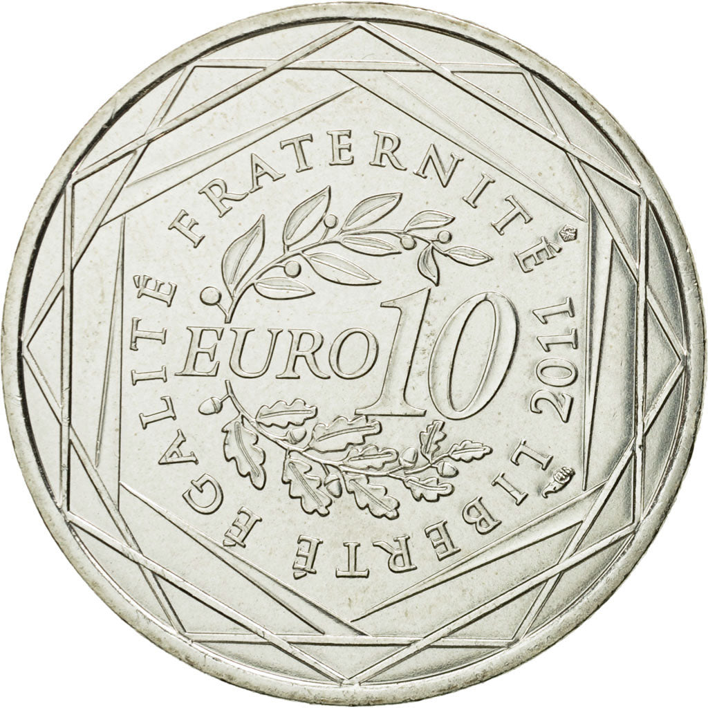 France, 10 Euro, Basse Normandie, 2011, MS(63), Silver, KM:1729