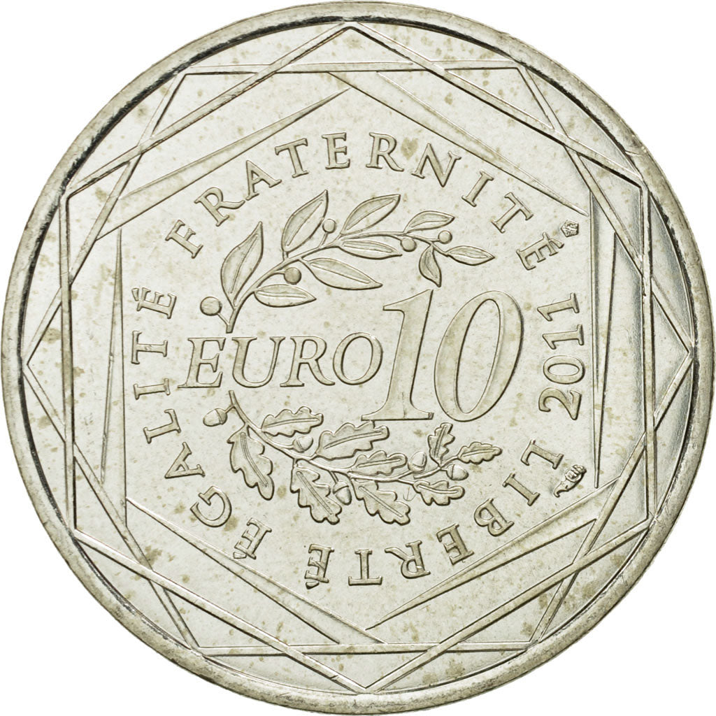 France, 10 Euro, Languedoc-Rousillon, 2011, MS(63), Silver, KM:1741