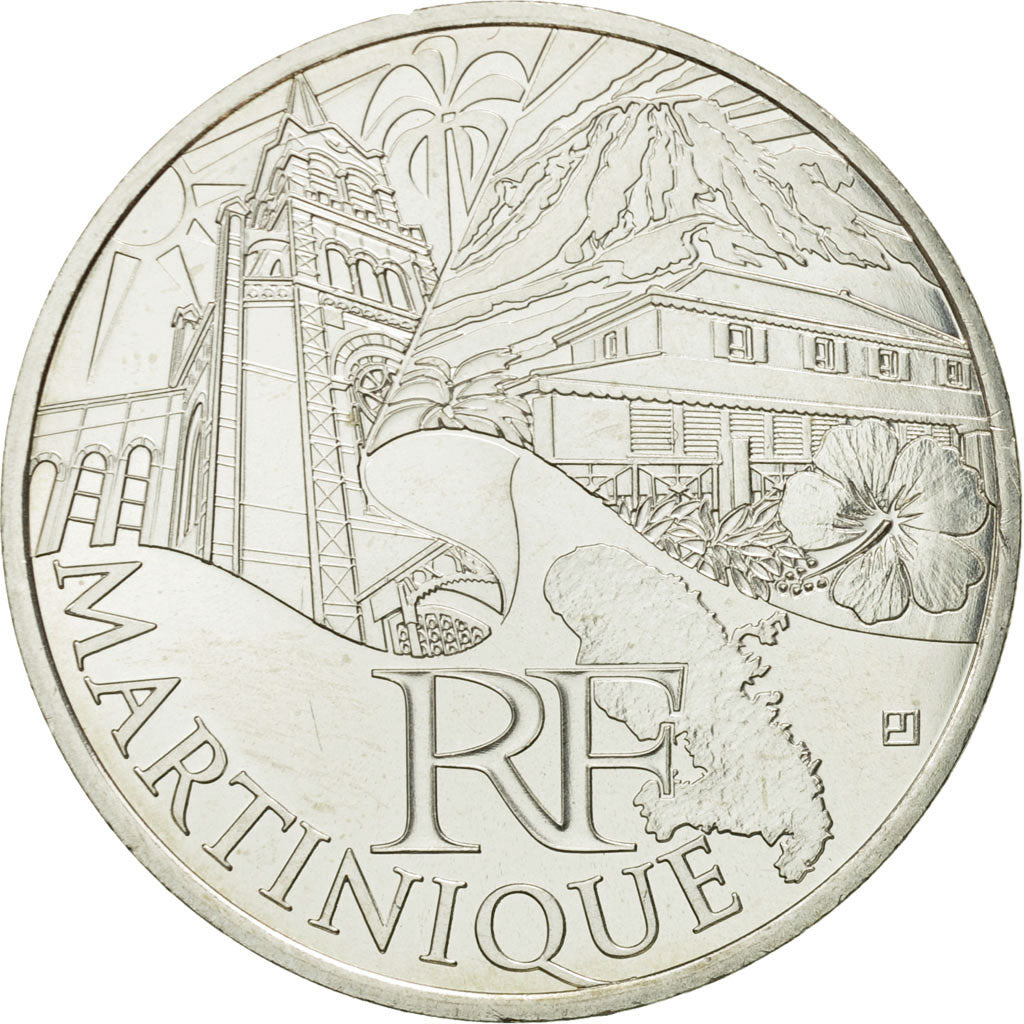 France, 10 Euro, Martinique, 2011, MS(63), Silver, KM:1744