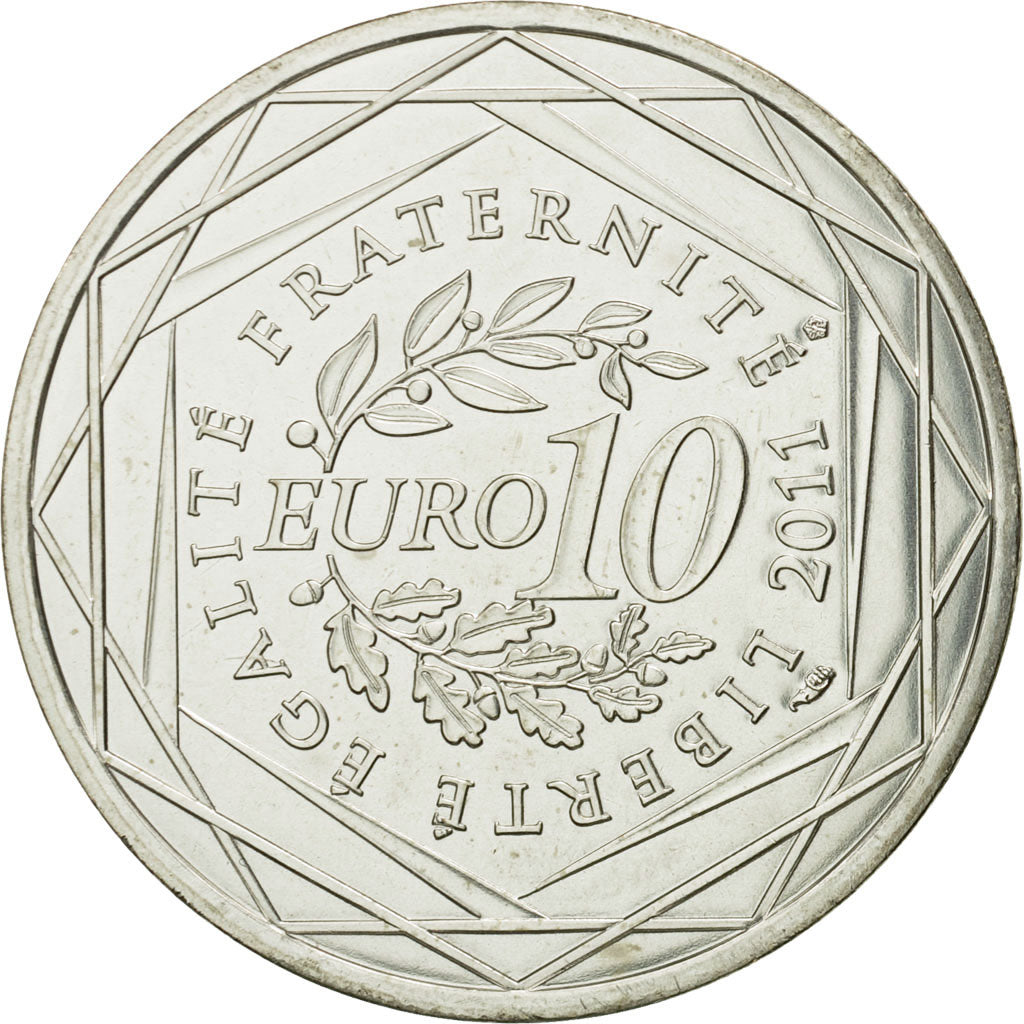 France, 10 Euro, Centre, 2011, MS(63), Silver, KM:1732