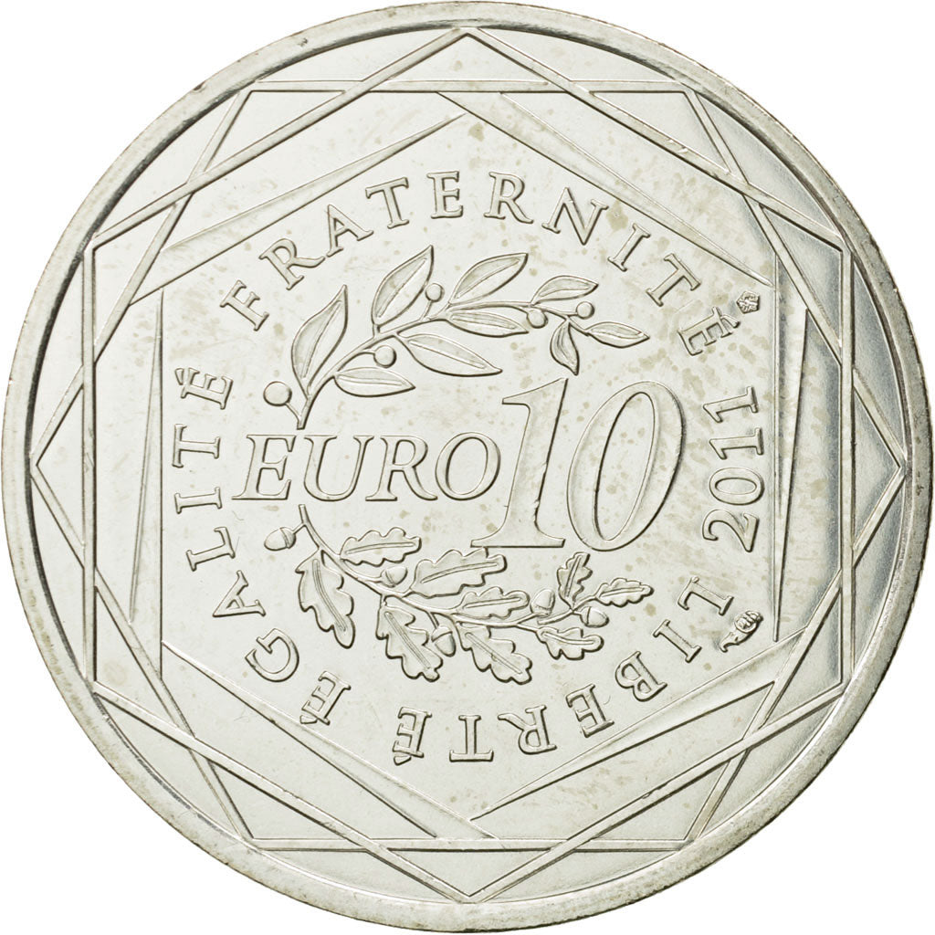France, 10 Euro, Guyane, 2011, MS(63), Silver, KM:1736