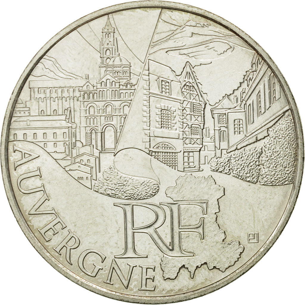 France, 10 Euro, Auvergne, 2011, MS(63), Silver, KM:1728