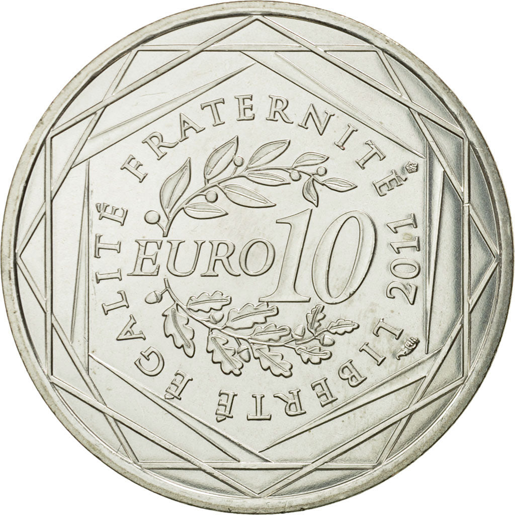 France, 10 Euro, Champagne-Ardenne, 2011, MS(63), Silver, KM:1733