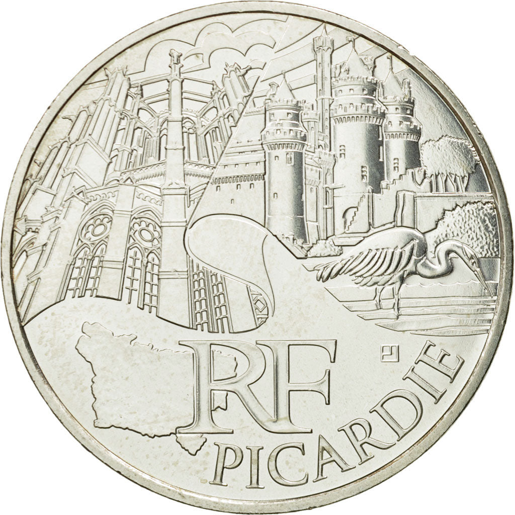 France, 10 Euro, Picardie, 2011, MS(63), Silver, KM:1747