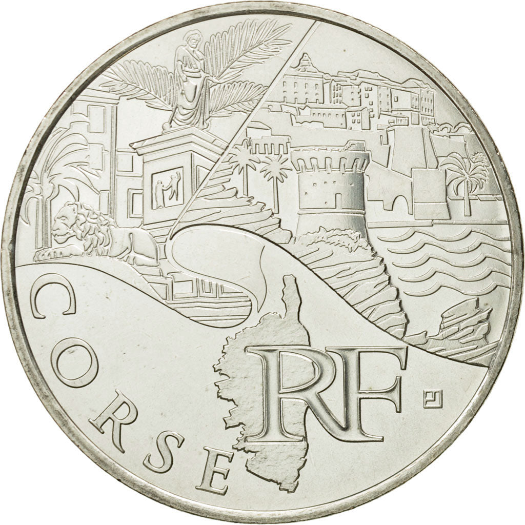 France, 10 Euro, Corse, 2011, MS(63), Silver, KM:1740