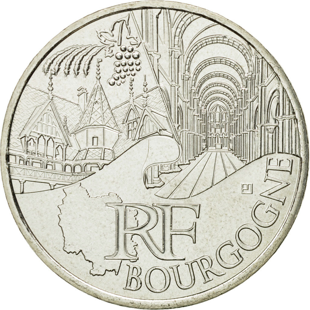 France, 10 Euro, Bourgogne, 2011, MS(63), Silver, KM:1731