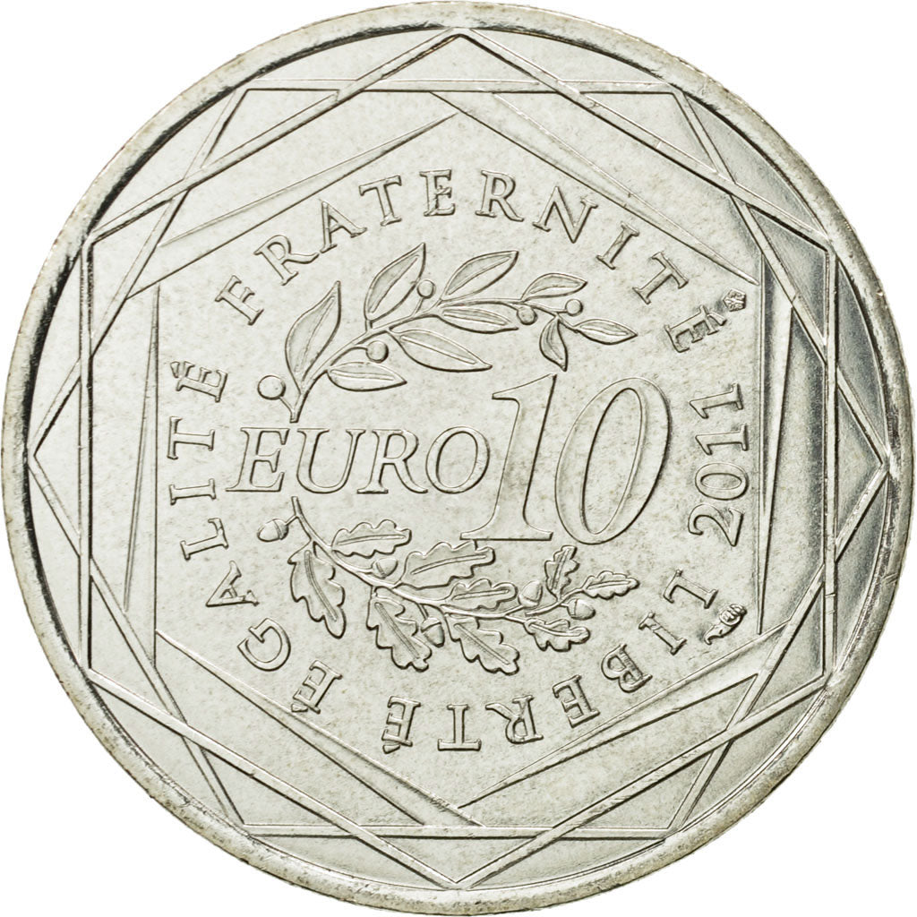 France, 10 Euro, Bourgogne, 2011, MS(63), Silver, KM:1731