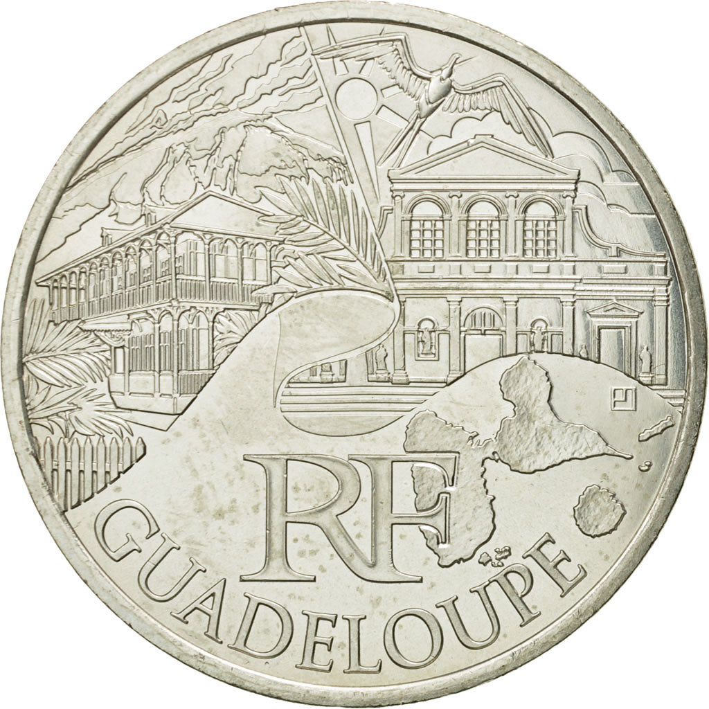France, 10 Euro, Guadeloupe, 2011, MS(63), Silver, KM:1737