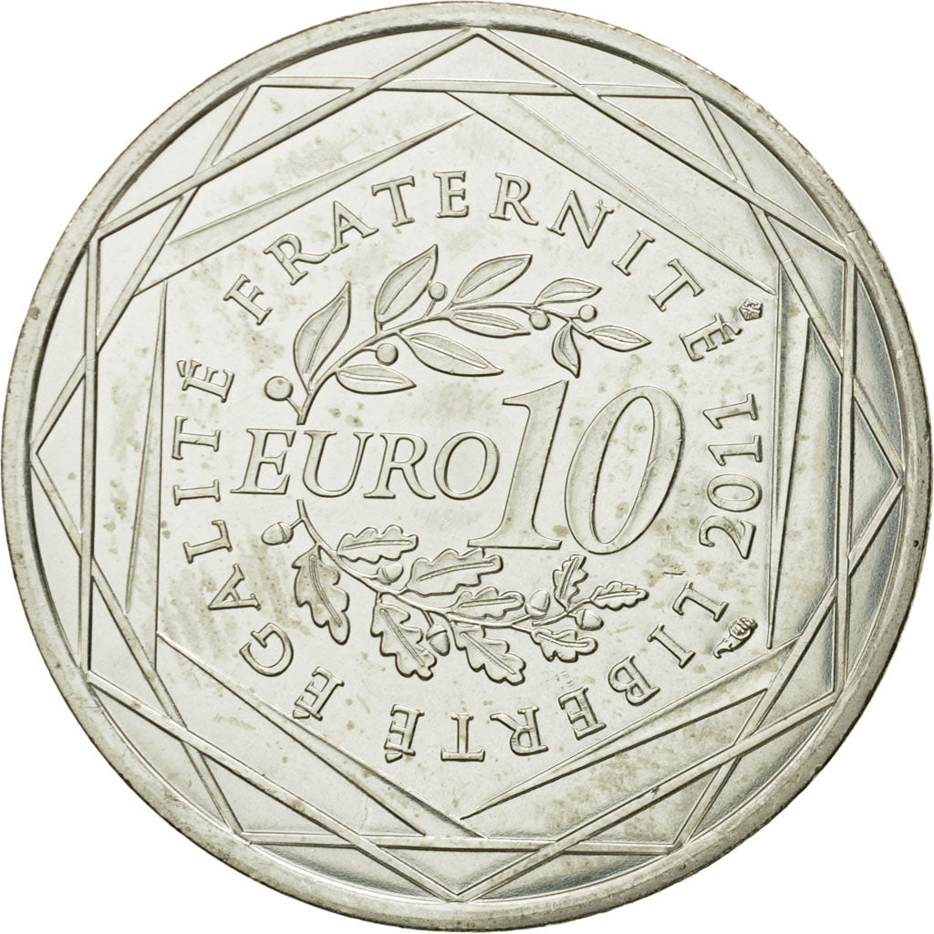 France, 10 Euro, Guadeloupe, 2011, MS(63), Silver, KM:1737