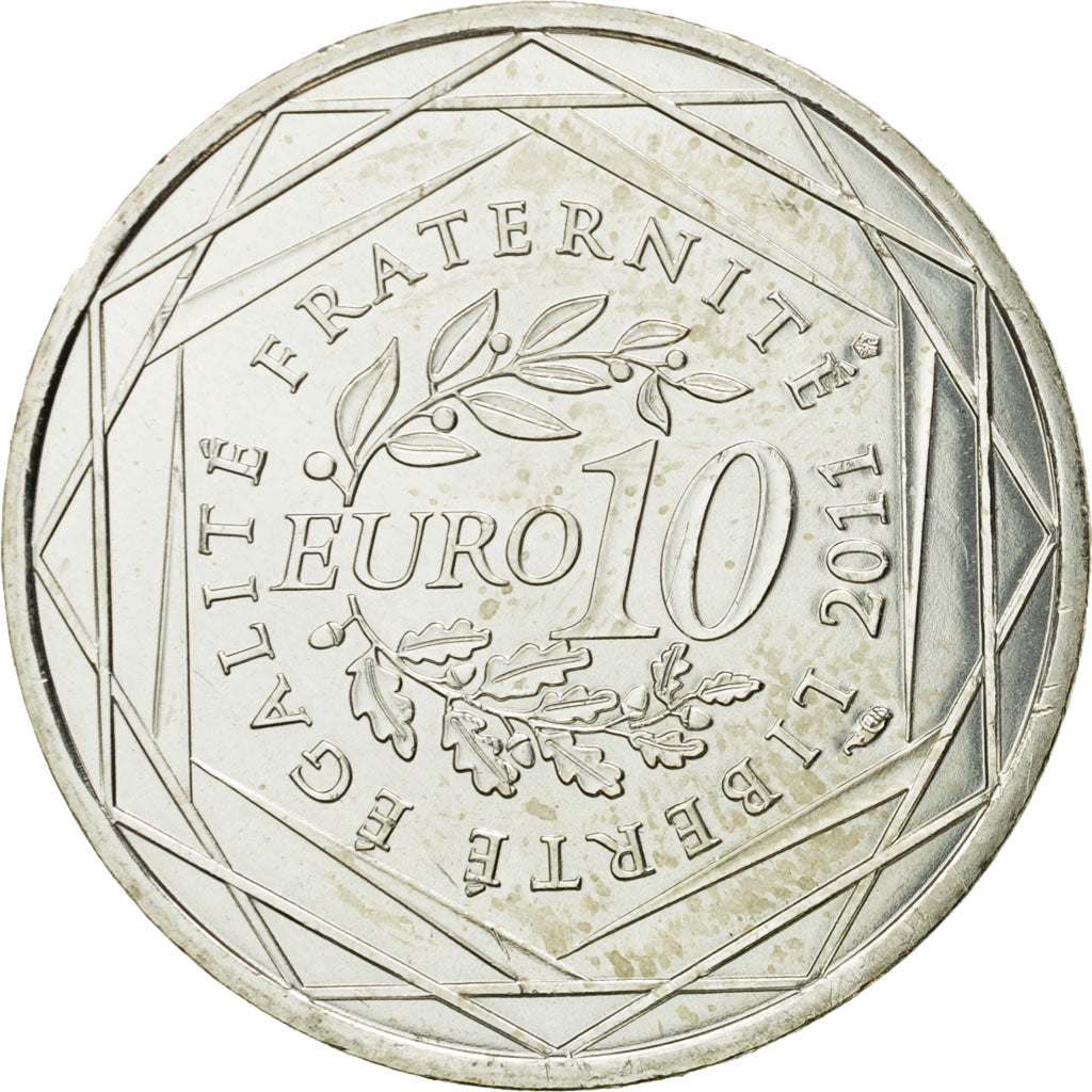 France, 10 Euro, Mayotte, 2011, MS(63), Silver, KM:1726
