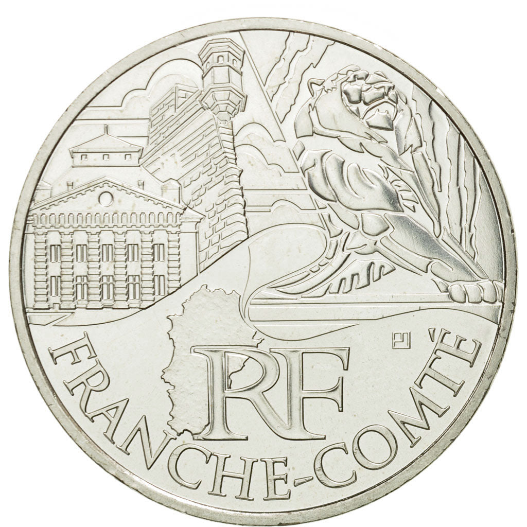 France, 10 Euro, Franche-Comté, 2011, MS(63), Silver, KM:1735