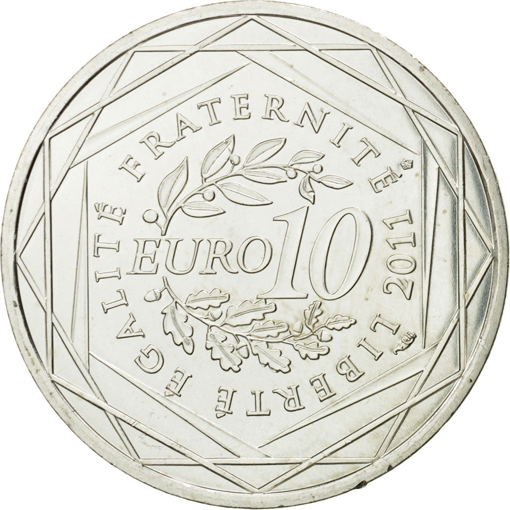 France, 10 Euro, Franche-Comté, 2011, MS(63), Silver, KM:1735