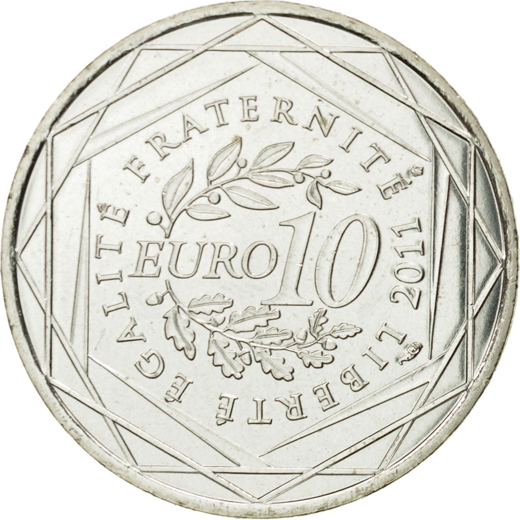 France, 10 Euro, Haute Normandie, 2011, MS(63), Silver, KM:1738