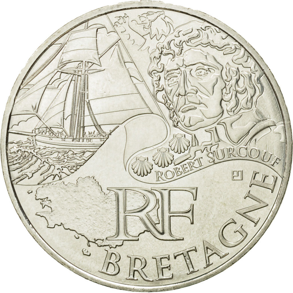 France, 10 Euro, Bretagne, 2012, MS(63), Silver, KM:1866