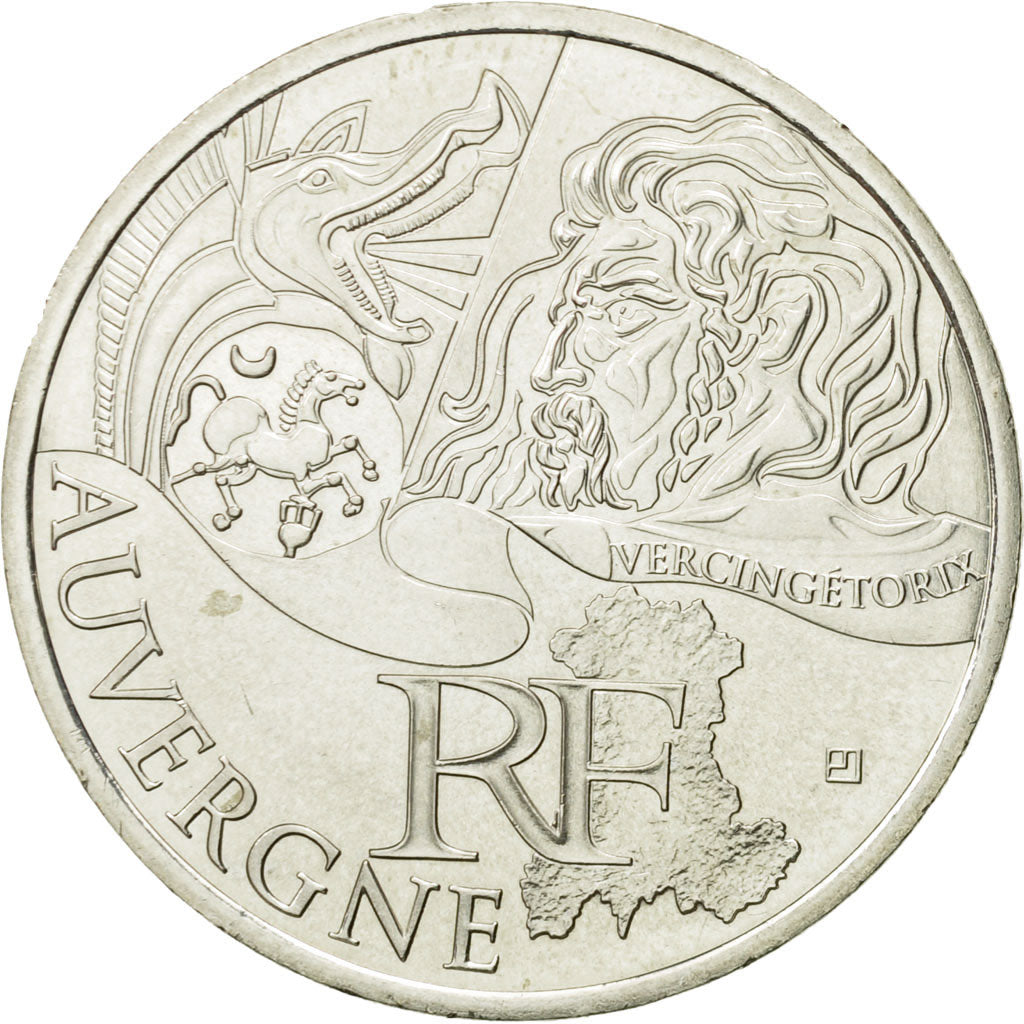 France, 10 Euro, Auvergne, 2012, MS(63), Silver, KM:1864