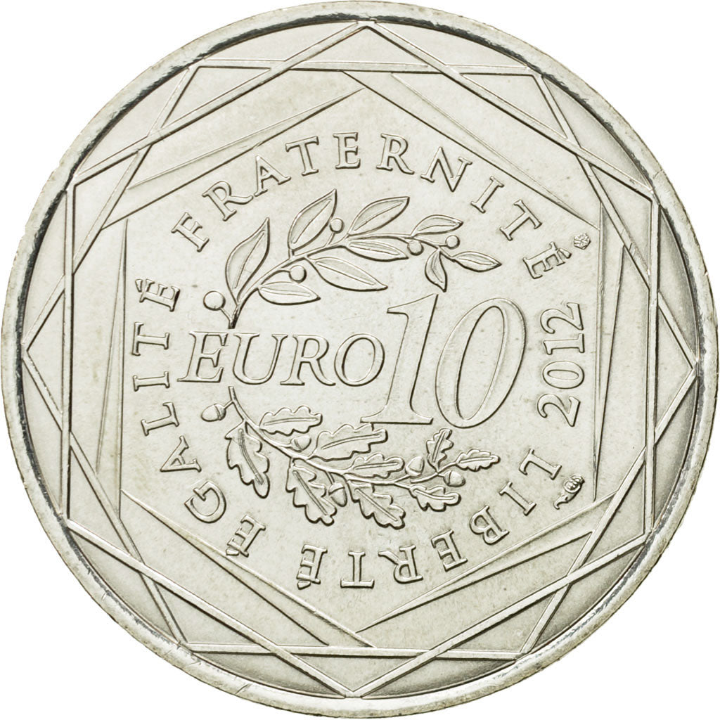 France, 10 Euro, Auvergne, 2012, MS(63), Silver, KM:1864