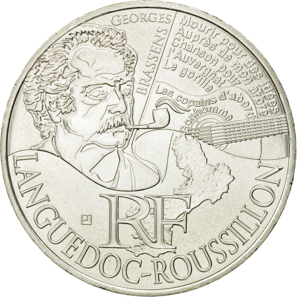 France, 10 Euro, Languedoc-Rousillon, 2012, MS(63), Silver, KM:1877