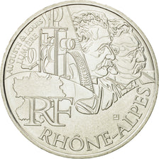 France, 10 Euro, Rhône Alpes, 2012, MS(63), Silver, KM:1886