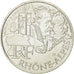 France, 10 Euro, Rhône Alpes, 2012, MS(63), Silver, KM:1886
