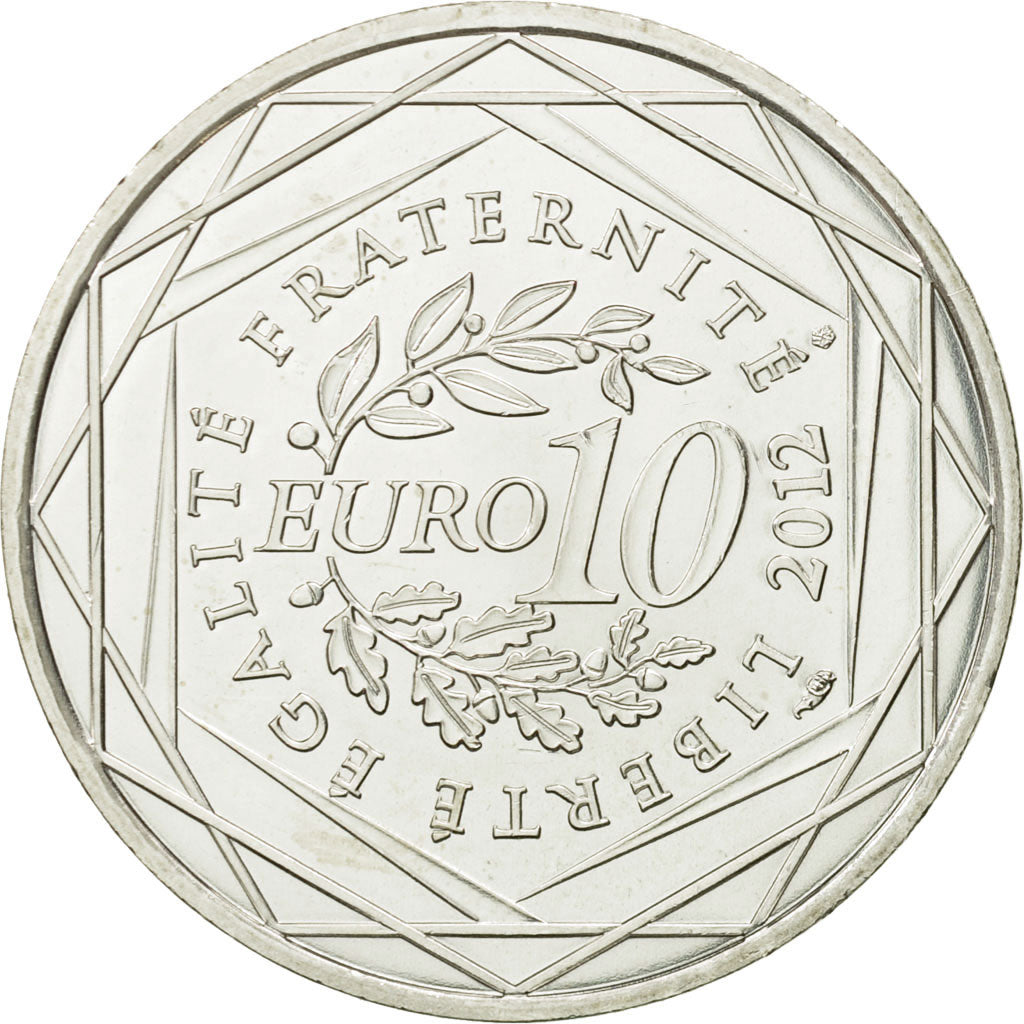France, 10 Euro, Centre, 2012, MS(63), Silver, KM:1868